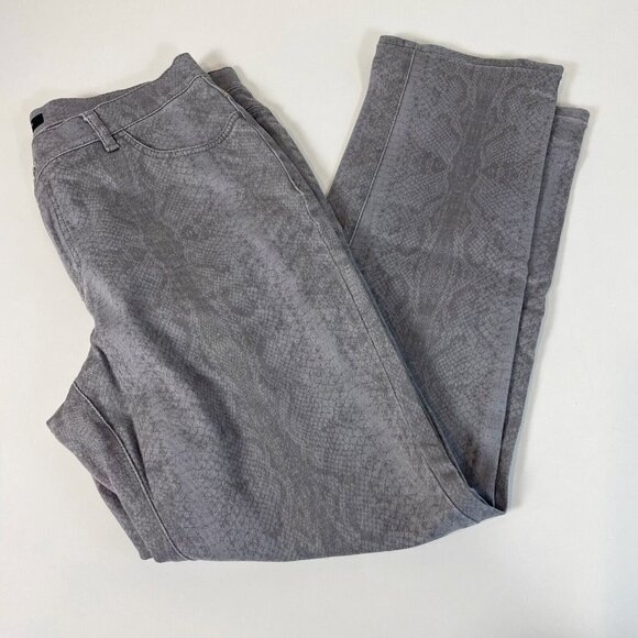 Lafayette 148 New York Womens Stanton Snake Print Crop Pants Grey 4 Mid Rise - Picture 1 of 10